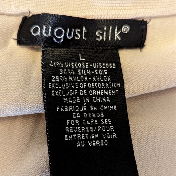 August Silk blend cardigan button down lace trim beige cream Med/large - Picture 12 of 15